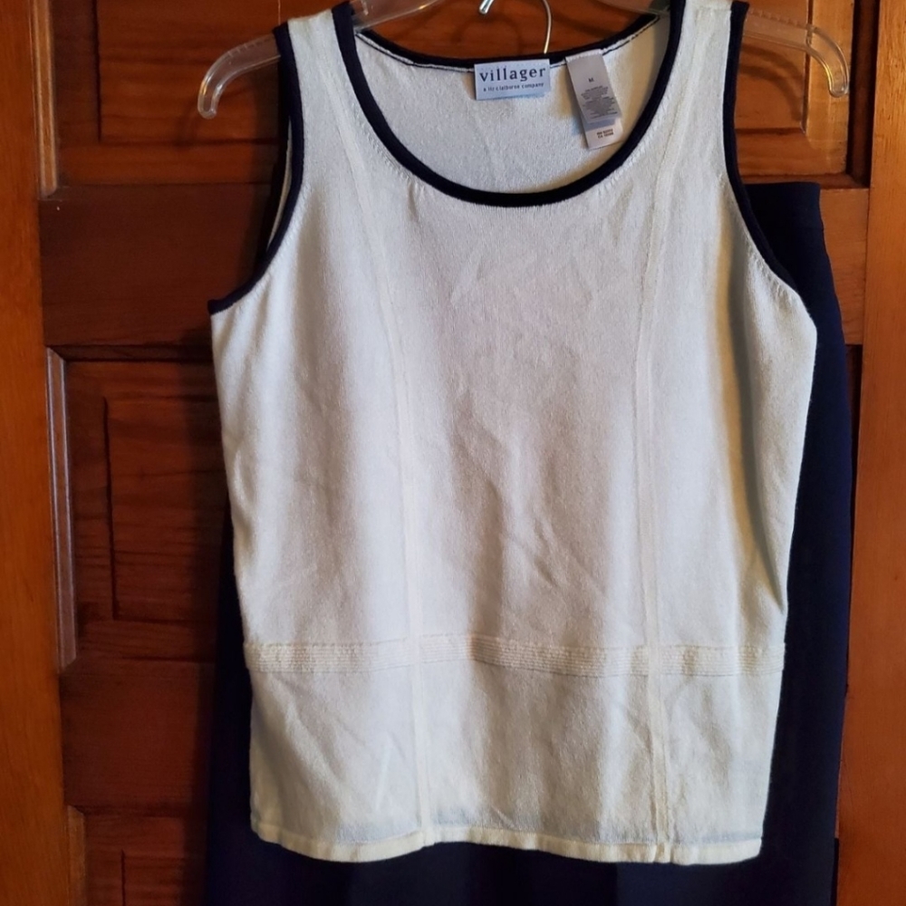 Villager Cream and Navy Tank Top